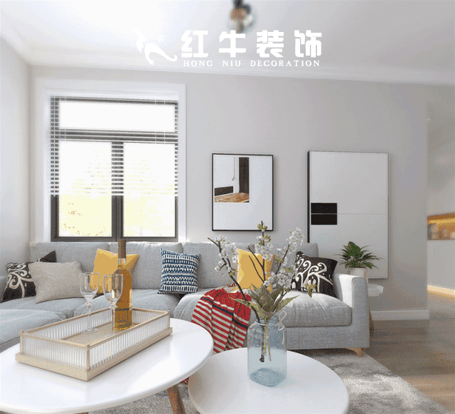 水印_红牛装饰_南京平治南苑85平米北欧风格装修--三口之家的温馨居室01